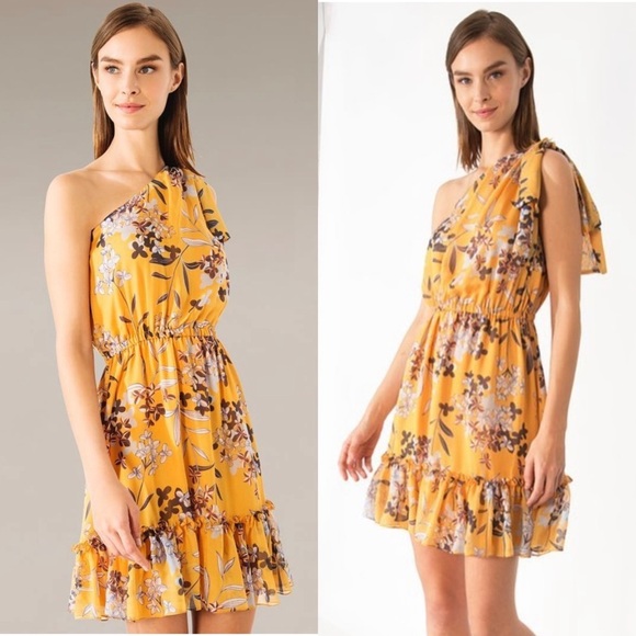 SHOSHANNA 70s Silk Floral Print 1 Shoulder Sleeveless Tier Ruffle Mini Dress 10 - Picture 4 of 11